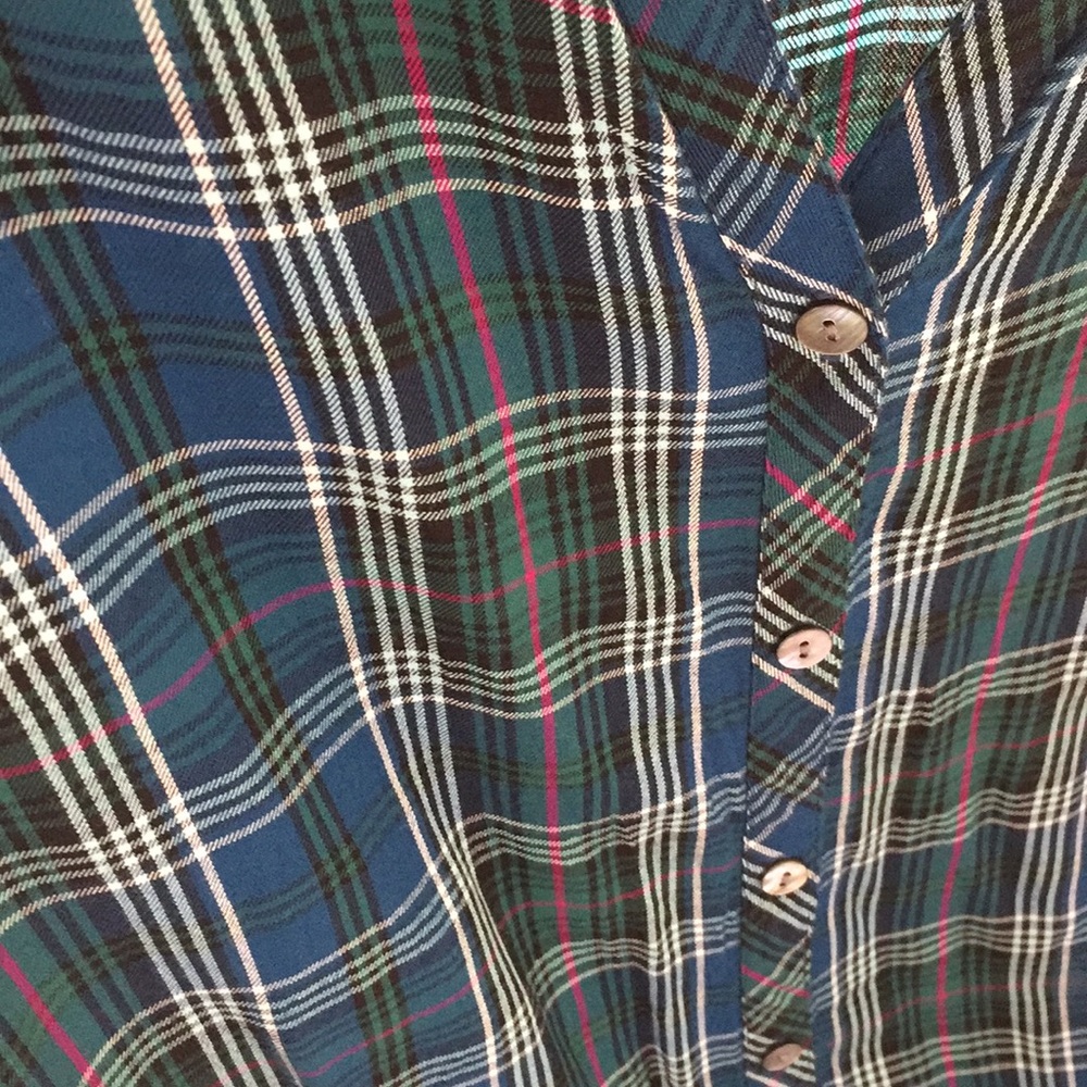 JJill plaid, long sleeve, button down top, size L - Picture 3 of 4